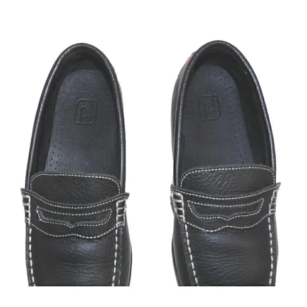 FOOTJOY black leather loafers, moccasins with red accents men's size 7 M